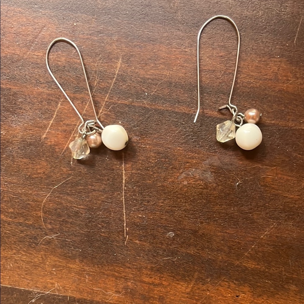 Elegant Silver and Cream Dangle Earrings